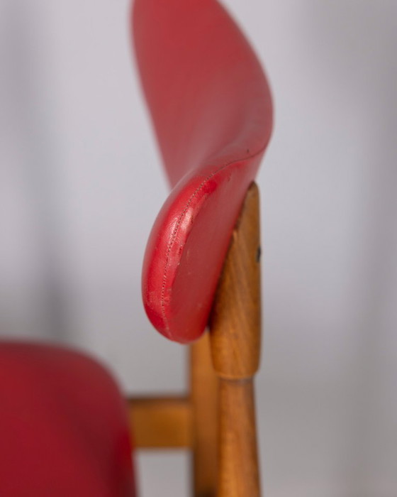 Image 1 of Coppia di sedie vintage anni '60 in legno e pelle, design italiano.