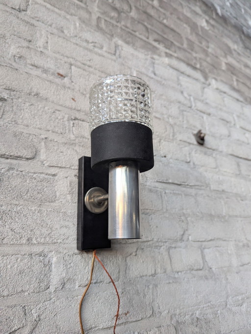 Vintage wall lamp - crystal/steel - Germany 1960