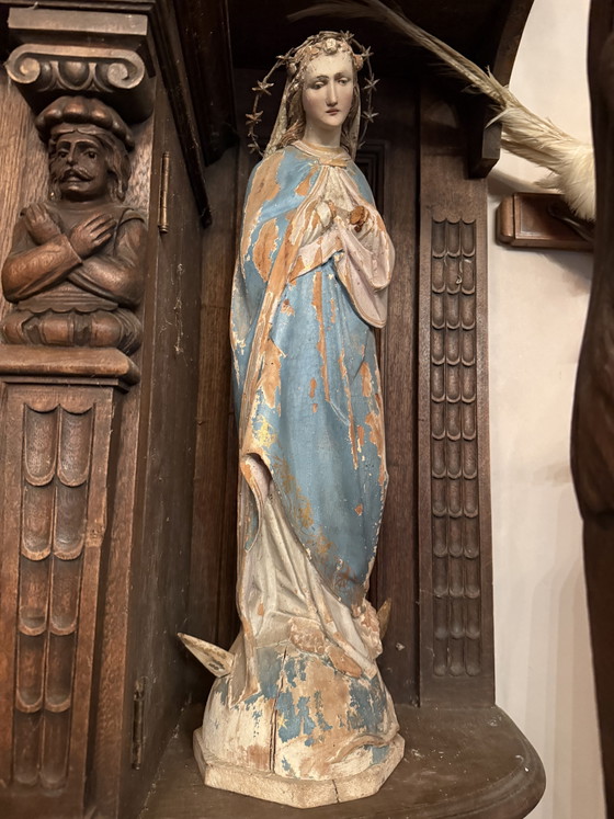 Antike Marienstatue – Dekorative Objekte, Wood (photo 7 of 8)