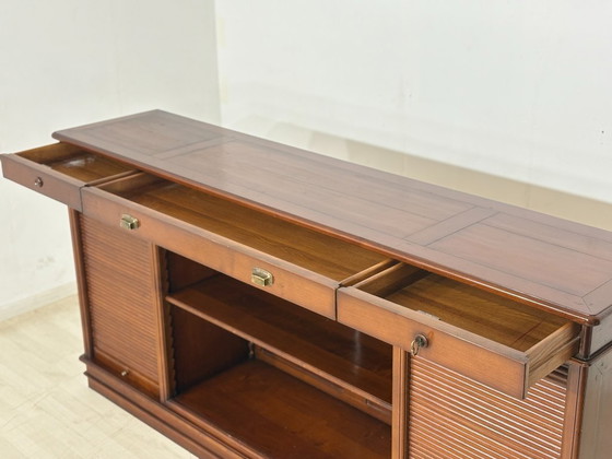 Image 1 of Classic mahogany office sideboard with roll-up doors/English colonial style/sideboard/1960s