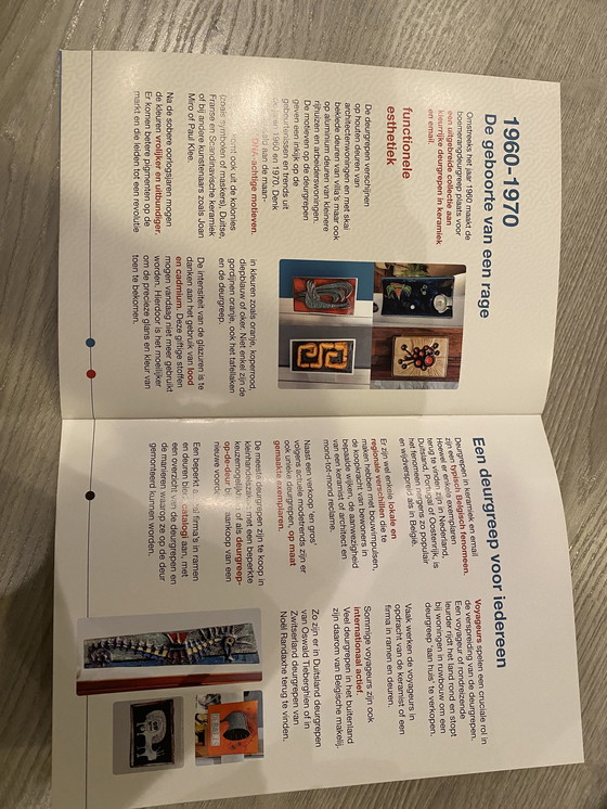 Image 1 of Maniglia per porta in acciaio inox vintage in ceramica belga Amphora