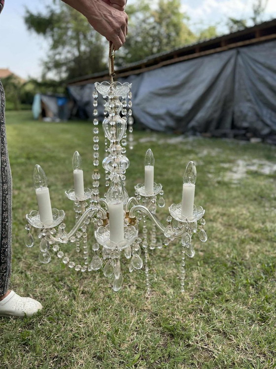 Vintage Crystal Chandelier with Glass Arms, 1960s (photo 2 of 4)