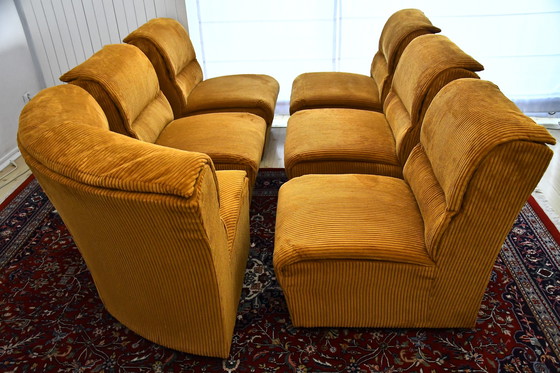 Image 1 of Yellow Corduroy Angle Modular Sofa, 1970s, Set of 6