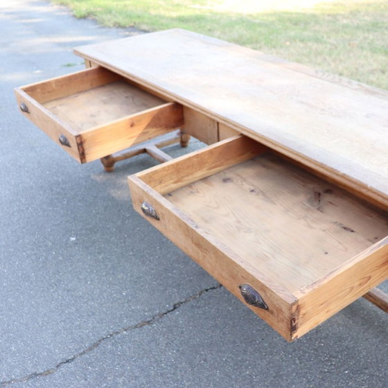 Image 1 of Table de salle à manger de style réfectoire en chêne massif, longueur 274 cm, Italie, début du XXe siècle