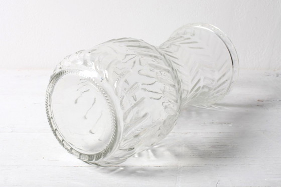 Image 1 of Mid-century Vintage Rare Clear Hand Pressed Glass Flower Vase / Fidenza / Italy / 1970s