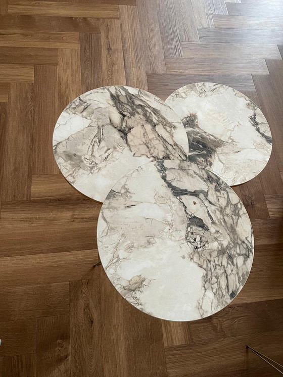 Image 1 of Marble white and gold coffee table set