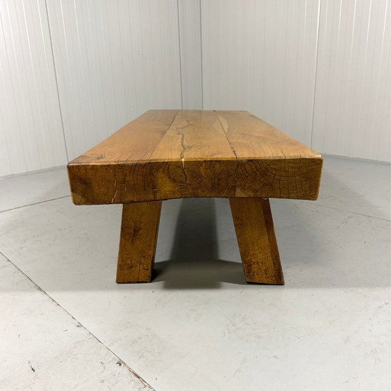 Image 1 of Brutalist robust hardwood coffee table 1960s