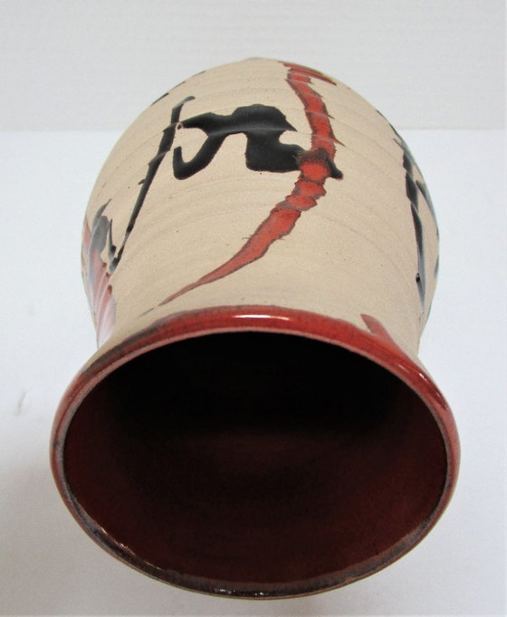 Image 1 of Tenmoku stoneware vase signed cp