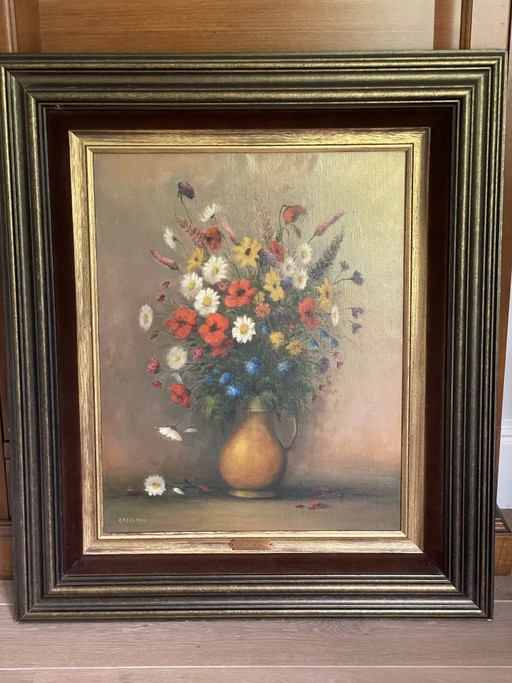 Stillife with flowers by P.Peelman