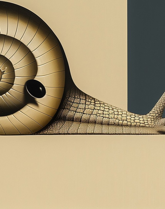 Image 1 of *** Edizione unica. *** Giclée di alta qualità***. Monsieur Escargot e la dualità del divenire ***