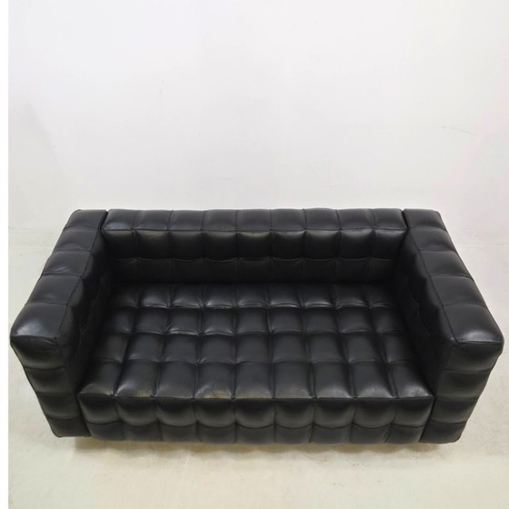 Josef Hoffmann Wittmann Kubus Bankstel 80 Design Mid Century – 2 zitsbanken, Wood, Leather (photo 6 of 12)