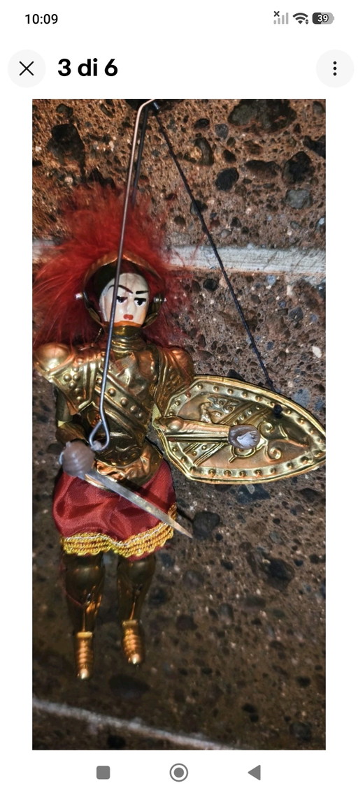 Small Sicilian Puppet Vintage Angelica 18cm Collectible – decoratieve objecten, Metal, Plastic (photo 2 of 7)