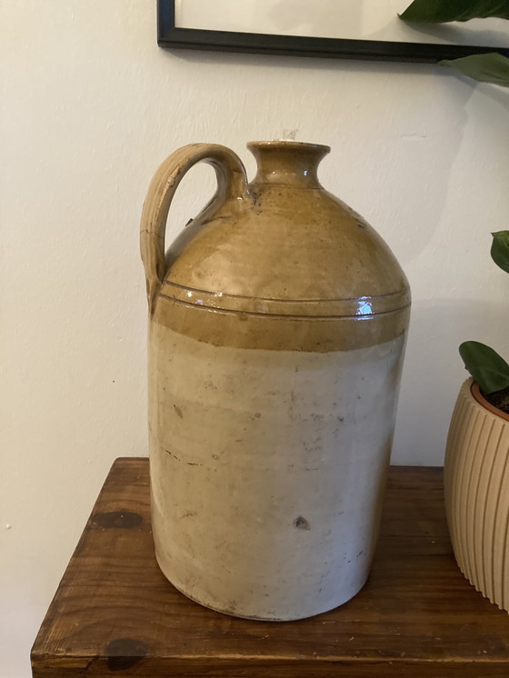 Image 1 of Galón de jarra Antiker, Honig glasierte salzkeramik, Sammlerstück 