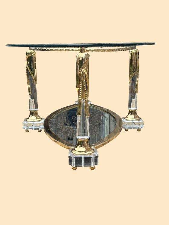 Image 1 of Tavolino da caffè Hollywood Regency | Italiano, dorato e a specchio | ca. 1975)