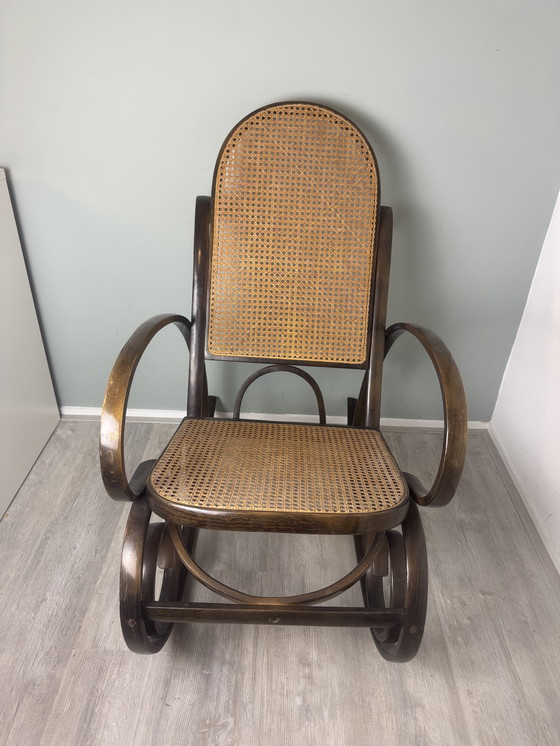 Image 1 of Thonet Style Rocking Chair with Rattan