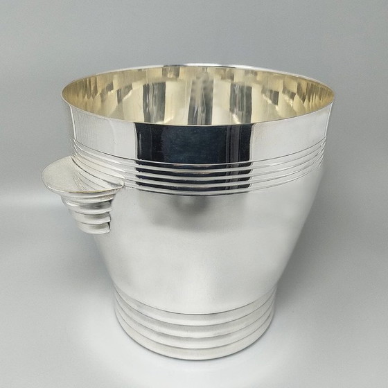 Image 1 of 1930er Jahre Wunderschöner Art Deco Eiskübel von Vuillermet aus versilbertem Stahl. Hergestellt in Frankreich