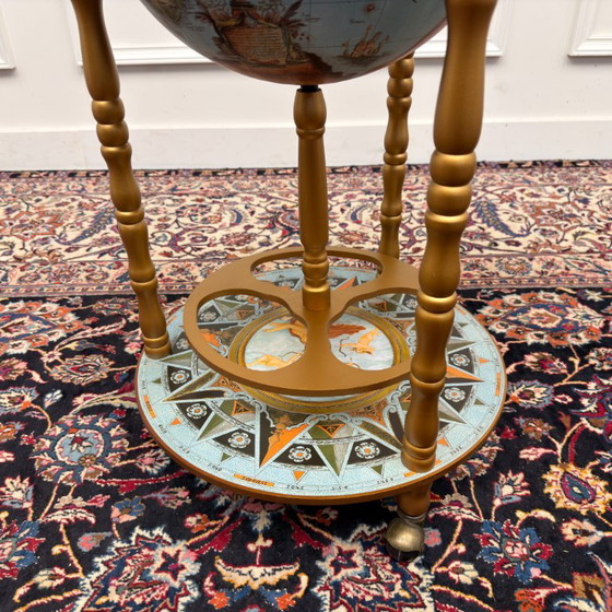 Klassischer englischer Getränkeglobus Standmodell – Getränkeschrank, Papier, Holz (photo 7 of 11)