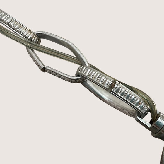 Image 1 of Portugese Art Deco revival hanglamp met bruine, handgeblazen glazen bol in spiraalvorm van Marinha Grande, jaren 60.