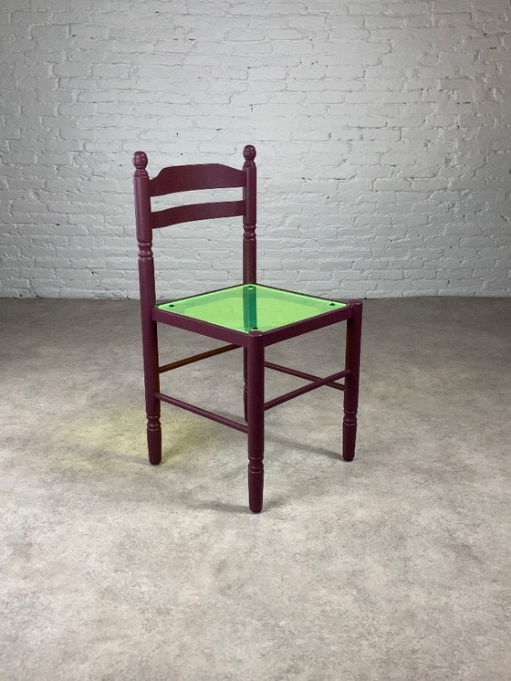 Image 1 of Aubergine bistrostoelen met plexiglas