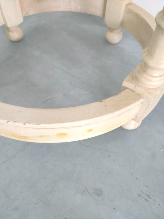 Vintage Brocant 'Farmhouse' Ronde Bijzettafel Plantentafel Haltafel (Créme/Wit) – Wood (photo 11 of 12)