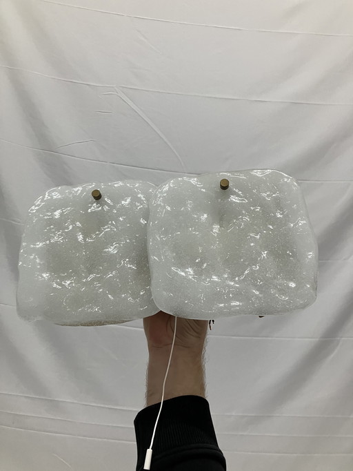 J.T. Kalmar Franken vintage ice glass wall lamps