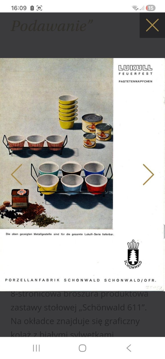 Image 1 of 6 moules à soufflé en porcelaine. Lukull.Schonwald, Allemagne. 1950-1970