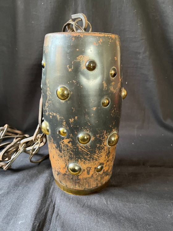 Image 1 of Lampe de plafond moderne du milieu du siècle NANNY STILL pour RAAK en cuivre et verre ambré