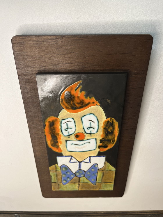 Image 1 of Decorazione murale in ceramica vintage raffigurante un clown 