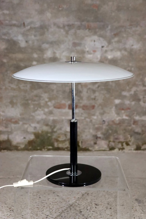Image 1 of IKEA – Solist – Vintage Mushroom Desk lamp – B8802 – Black – Opal Glass