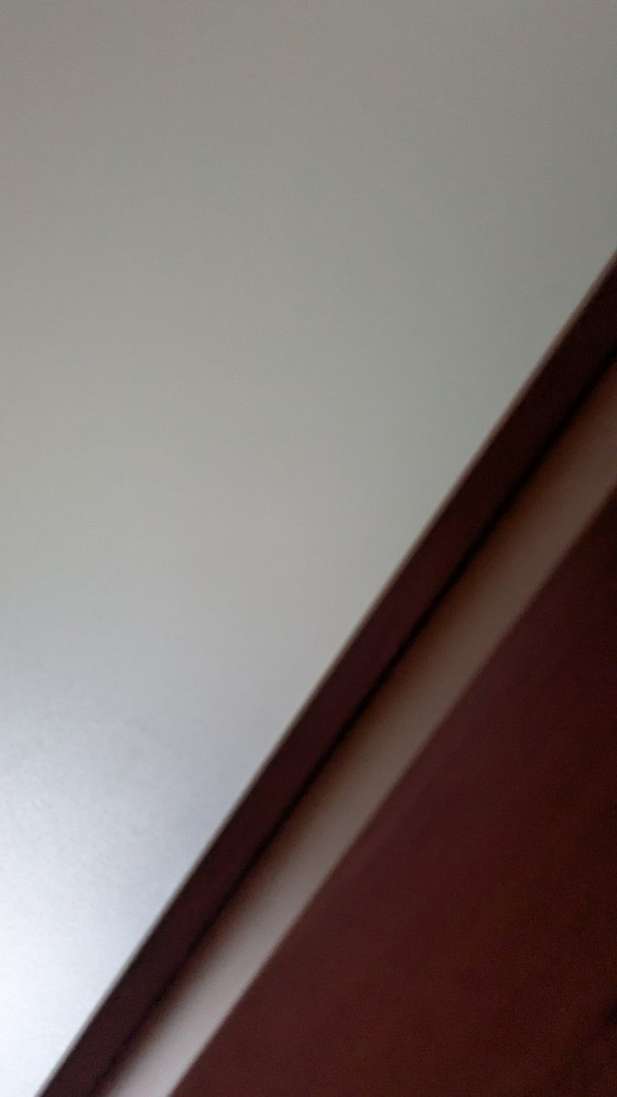 Image 1 of cherry wood red coffee table with sleek glass top from 1996