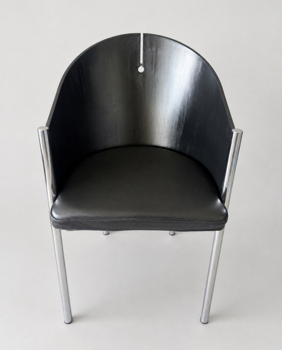 Set of 4 Vintage Segis Chairs, Attributed to Philippe Starck – Dining chairs, Chrome, Leather (photo 13 of 15)