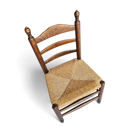 3 x Antique Provincial Ladderback Child's Chairs / Rush Seat / 1930s – Dining chairs (photo 5 of 18)