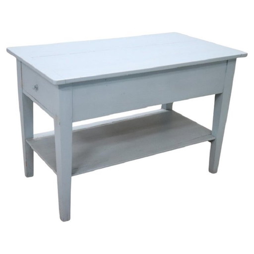 Table de cuisine ou de travail en sapin laqué bleu, Italie, fin du XIXe siècle