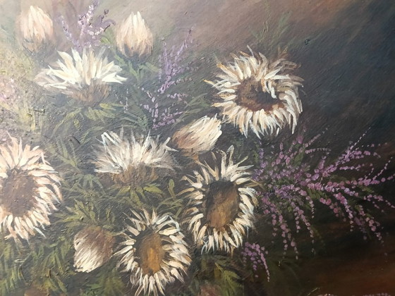 Image 1 of Floral painting by Anna M. Gerardi, oil on cardboard, mid-1900s