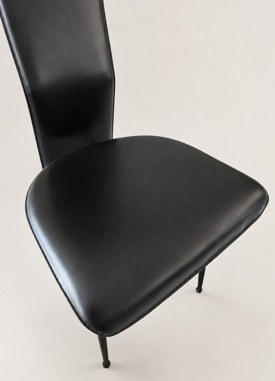 Set of 6 FASEM S44 CHAIRS BY VEGNI — ITALY, 1980s – Dining chairs, Leather (photo 12 of 14)