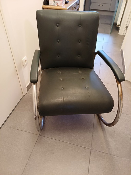 Tubax Sessel mit Stahlrohrrahmen und Knopfpolsterung