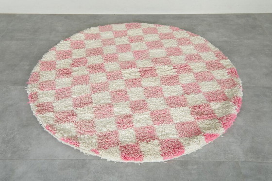 Image 1 of Tappeto rotondo berbero marocchino rosso fatto a mano, 200 cm x 200 cm