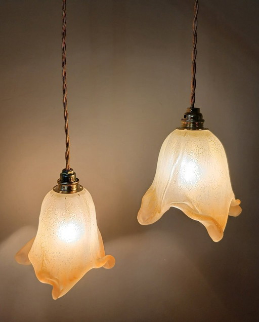 Set di 2 lampade a sospensione vintage in stile Murano - Mid Century - Italia