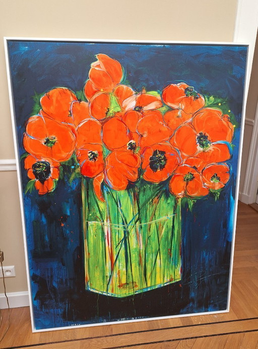 grand tableau avec des coquelicots