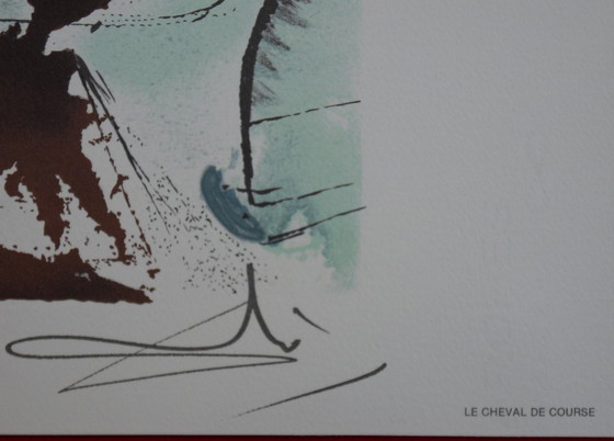 Salvador Dali : Les Chevaux, Le Cheval De Course, Lithographie Signée – Lithographies et sérigraphies, Paper (photo 6 of 6)