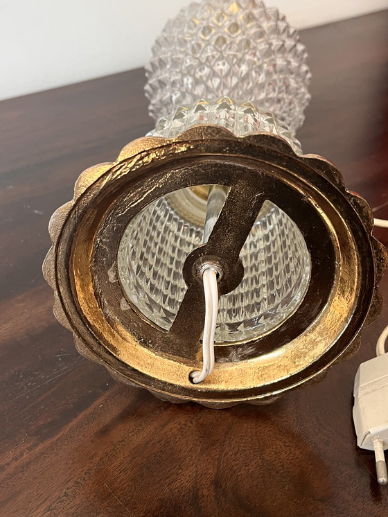 Image 1 of Lampe de table 1960 Ananas en relief Verre poli