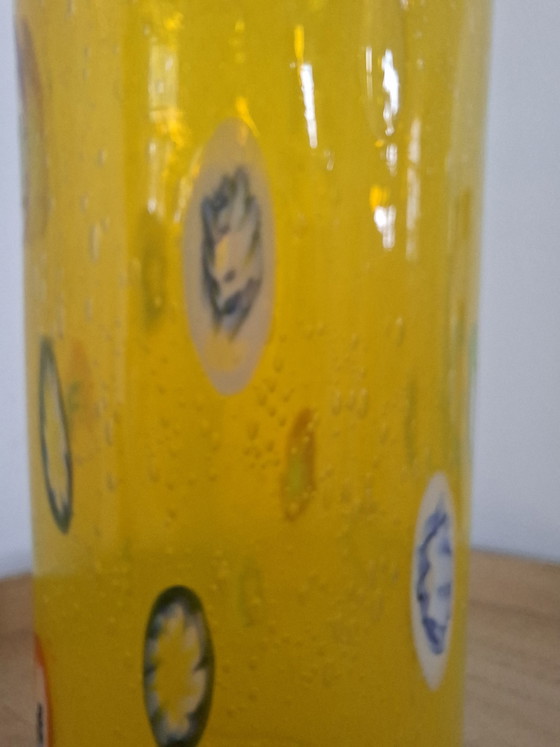 Image 1 of Vintage Leonardo Millefiori Vase – Hand-blown Yellow Glass – 23 cm