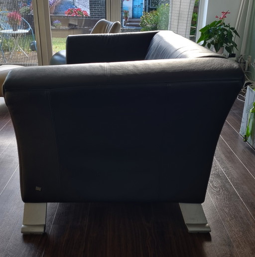 Rolf Benz 2.5-seater sofa in black leather