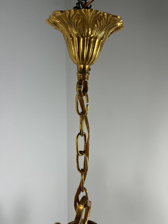 Image 1 of Vintage 1940s/50s gold plated French chandelier