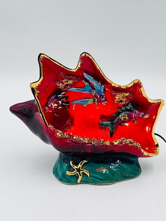 Image 1 of Vallauris signed seashell lamp – Luminous marine decor