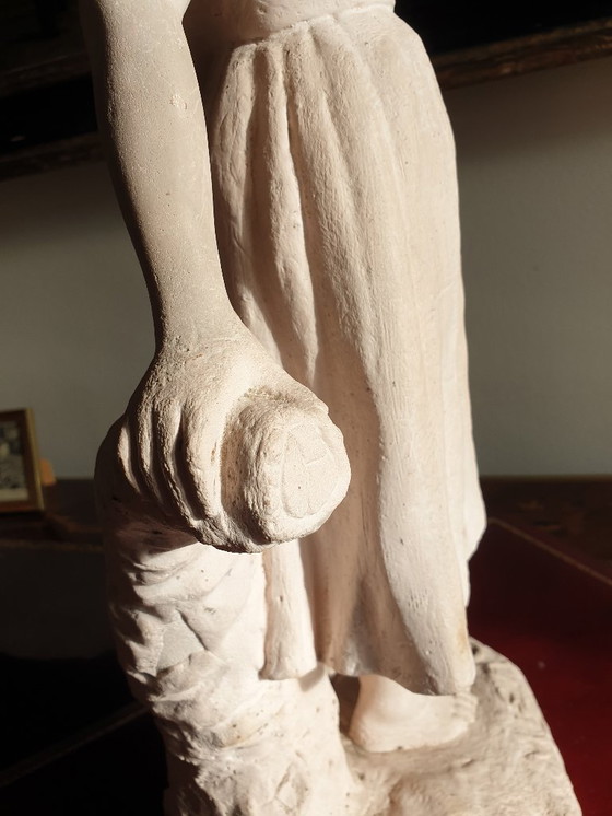 Image 1 of Terracotta sculpture of a mandolin player after 'Mignon' by Joseph Le Guluche, height 57.5 cm