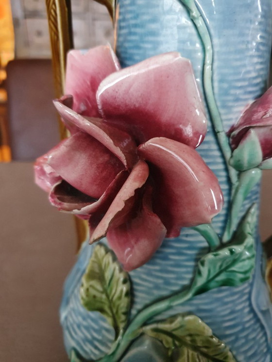 Image 1 of Art Nouveau vase ca. 1900 - relief rose - 27 cm