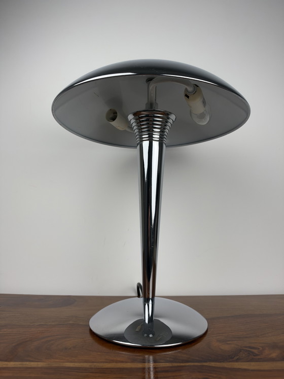 Tafellamp in Oceaanstomer / Paddenstoel Stijl – Verchroomd Metaal – vintage, Tafellampen, Chrome, Metal (photo 3 of 12)