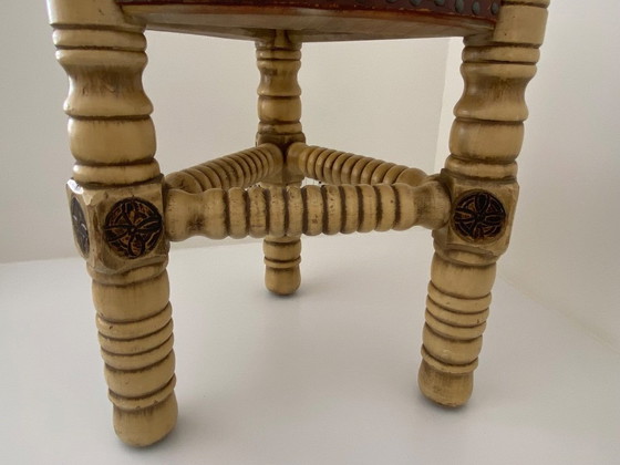 Image 1 of Vintage Brutalist style, handmade low stool in knight style, 1960s