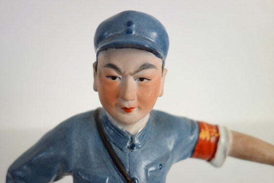 Image 1 of Biscuit Porcelain Red Guard Figurine Statue - Cultural Revolution #5